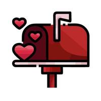 A red mailbox with hearts on it vector
