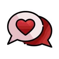 A heart in a speech bubble with two speech bubbles vector
