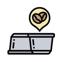 Coffee beans in a container with a map icon vector
