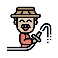 A man with a hat and mustache is holding a hose vector
