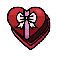 A heart shaped box with a bow on it vector