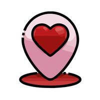 A heart pin with a map marker on it vector