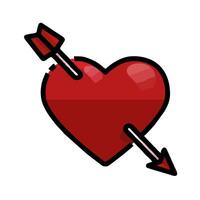 A red heart with an arrow sticking out of it vector