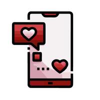 A phone with a heart and a speech bubble vector
