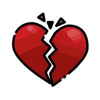 A broken heart icon with a broken piece of red vector