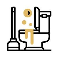 A toilet with a plunger and a plunger handle vector