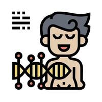 A man with a dna molecule in front of him vector