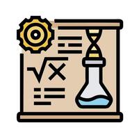 A test tube and a clock with a clock face vector
