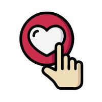 A hand touching a heart icon on a white background vector