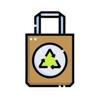 A brown paper bag with a green triangle inside vector