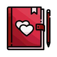 A red notebook with two hearts on it vector