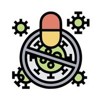 A pill with a red cross on it in a circle vector