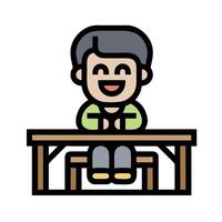 A man sitting at a table with a smile on his face vector