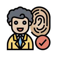 A man with a fingerprint and a check mark vector