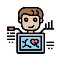 A man with a heart on his computer screen vector