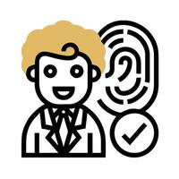 A man with a fingerprint and a check mark vector