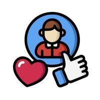 A man with a heart and a thumbs up icon vector