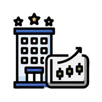 A hotel and a building with a star on it vector