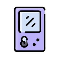 A purple gameboy with a button on it vector