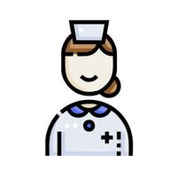 A nurse icon with a blue cross on her head vector