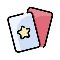 A star and a card are shown in a flat style vector