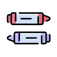 Two crayons are shown in a line drawing vector