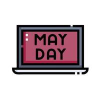May day icon on laptop computer vector