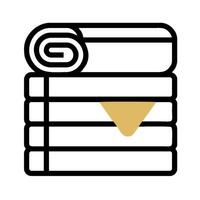 A stack of towels with a gold letter on top vector
