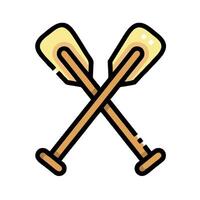 Two paddles crossed over each other on a white background vector