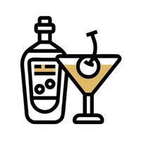 A martini and a bottle of liquor on a white background vector