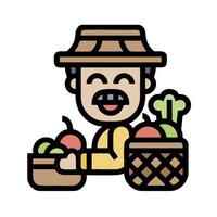 A man with a hat and a basket of fruit vector