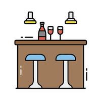 Bar with two stools and wine bottles on the table vector