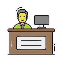 A man sitting at a desk with a computer vector