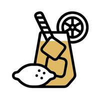 A lemonade with ice and a lemon slice vector
