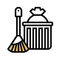 A broom and trash can icon on a white background vector