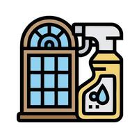 A window and a spray bottle with a window cleaner vector