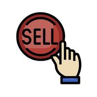 A hand pointing at a sell button vector