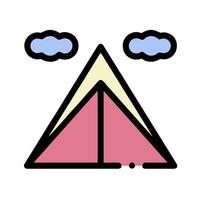 A pink tent with clouds in the background vector