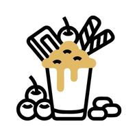 A milkshake with cherries and chocolate vector