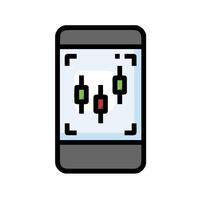 A smartphone with a screen showing a stock chart vector