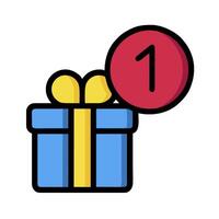 A gift box with a red and blue ribbon and a number one vector
