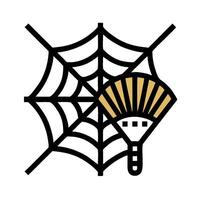A spider web with a fan in the middle vector