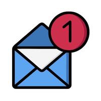 An email envelope with a red and blue number one vector