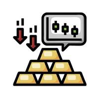 Gold price chart with arrows and speech bubble vector