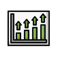 An icon of a bar chart with arrows going up vector