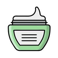 A jar of cream with a green lid on a white background vector