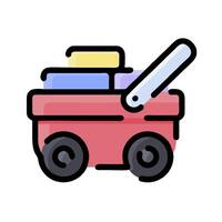 A toy wagon with a stack of books on top vector