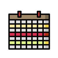 A calendar icon with a red, yellow and green color scheme vector