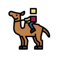 A camel with a man riding on it vector