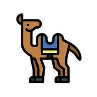 A camel with a saddle on its back vector